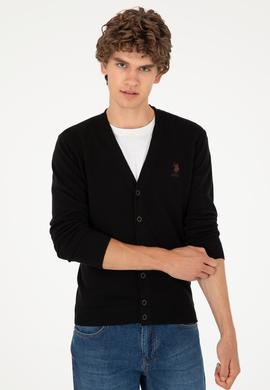 Erkek Siyah Basic Triko Hırka - 50293531023