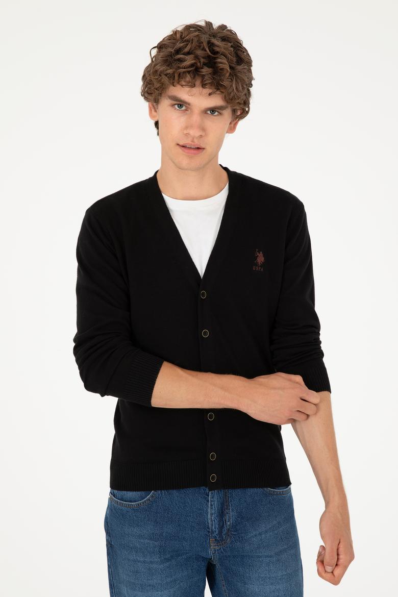 Erkek Siyah Basic Triko Hırka - 50293531023