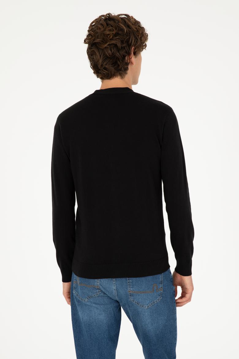 Erkek Siyah Basic Triko Hırka - 50293531023