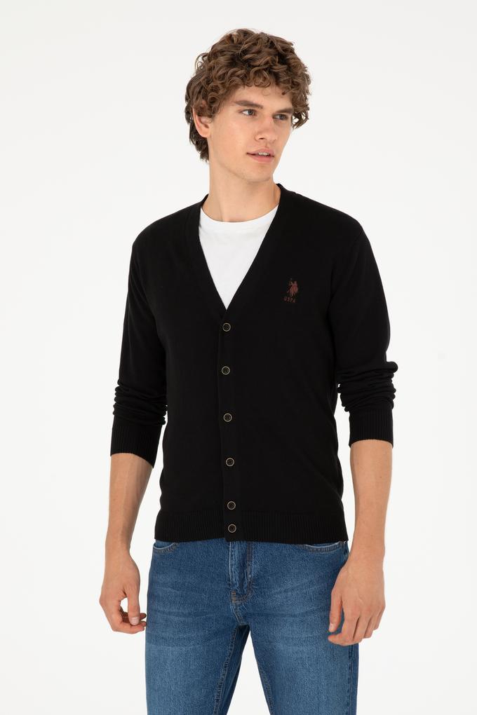 Erkek Siyah Basic Triko Hırka