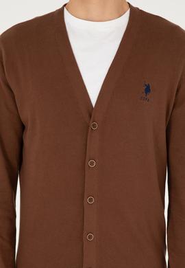 Erkek Kahverengi Basic Triko Hırka - 50293531033