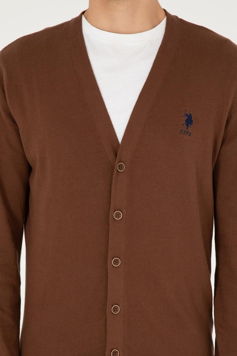 Erkek Kahverengi Basic Triko Hırka - 50293531033