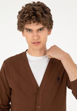 Erkek Kahverengi Basic Triko Hırka - 50293531033