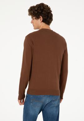 Erkek Kahverengi Basic Triko Hırka - 50293531033