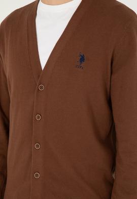 Erkek Kahverengi Basic Triko Hırka - 50293531033