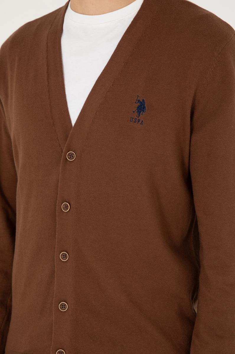 Erkek Kahverengi Basic Triko Hırka