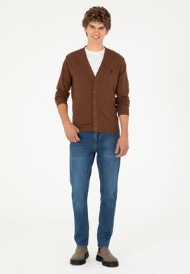 Erkek Kahverengi Basic Triko Hırka - 50293531033