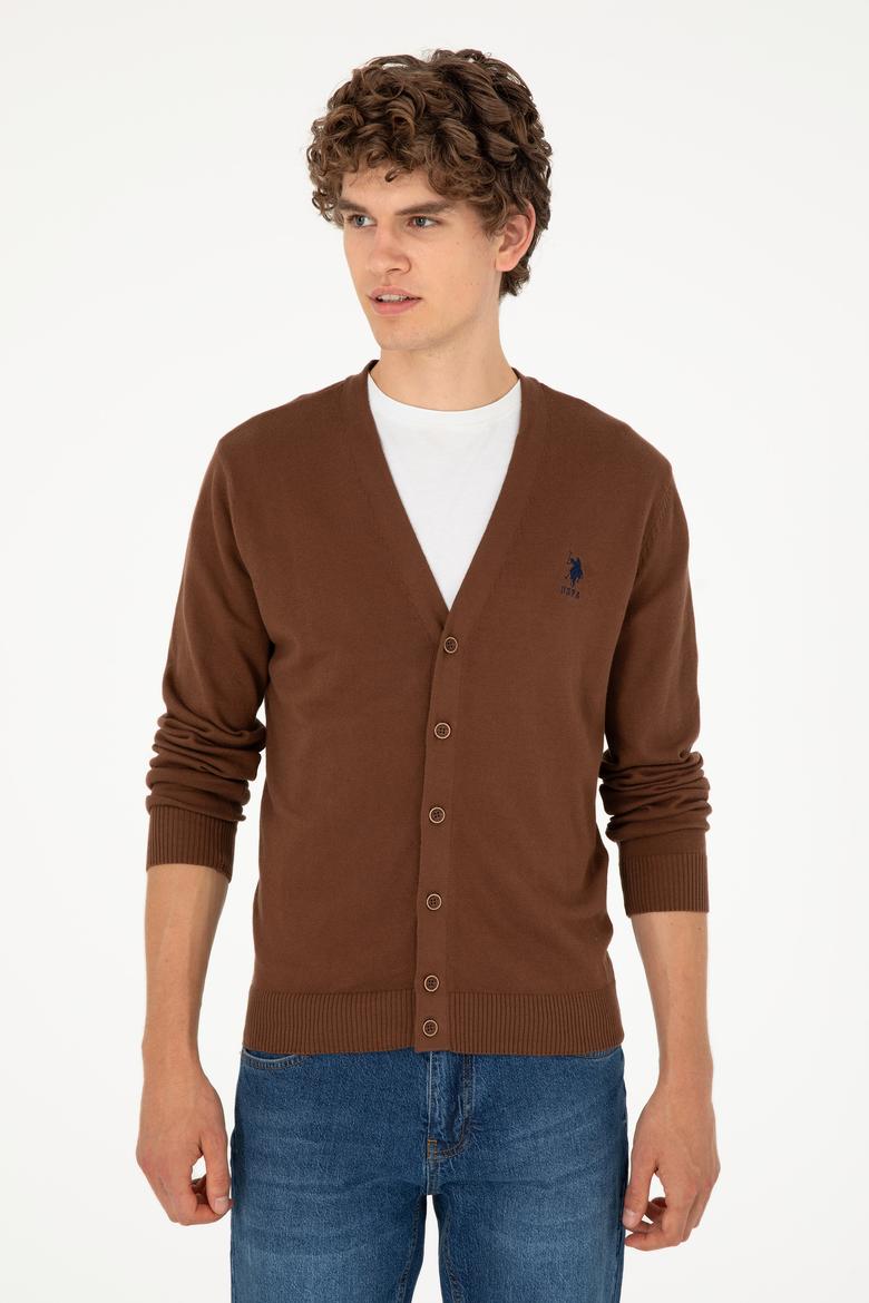 Erkek Kahverengi Basic Triko Hırka - 50293531033