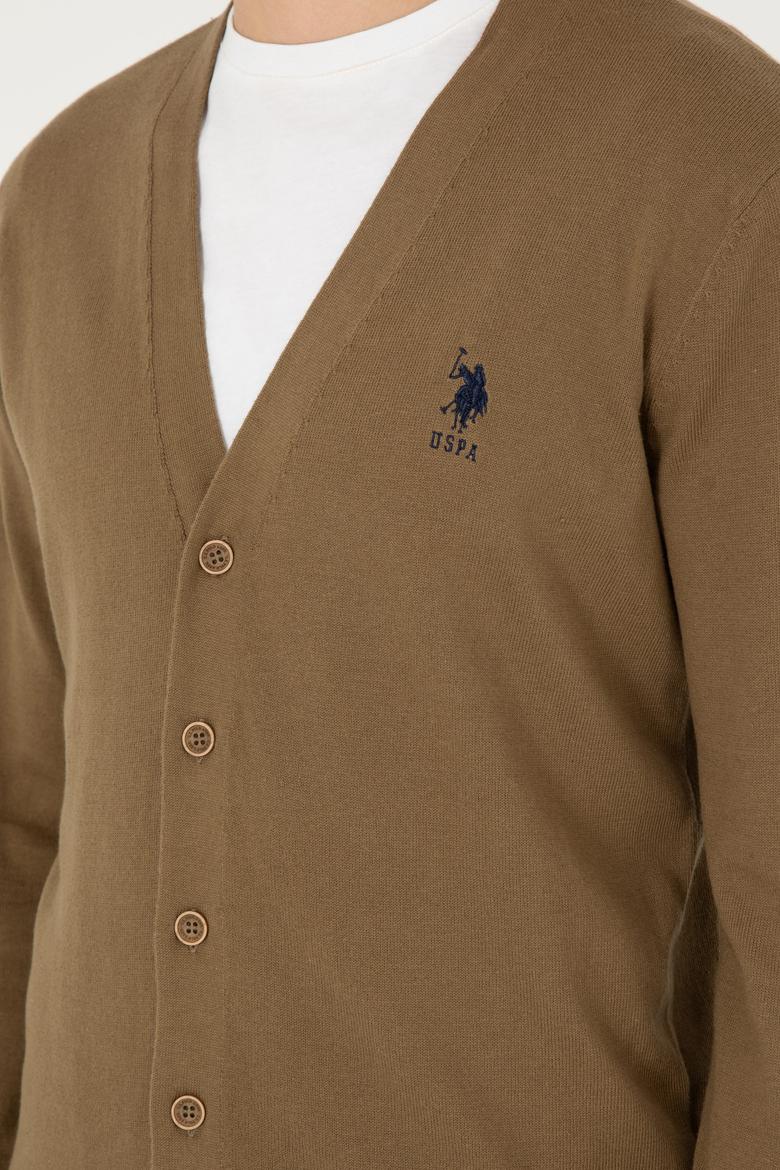 Erkek Haki Basic Triko Hırka - 50293531054