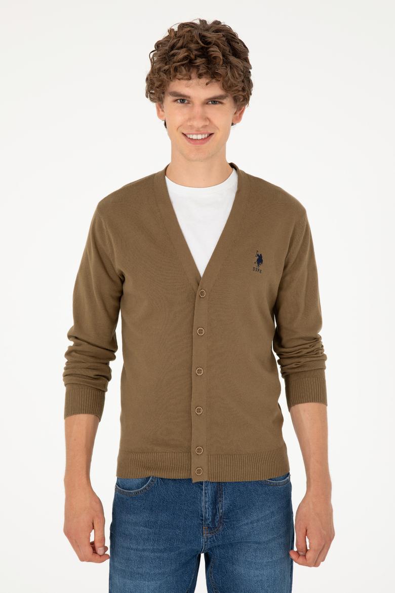 Erkek Haki Basic Triko Hırka - 50293531054