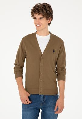 Erkek Haki Basic Triko Hırka - 50293531054