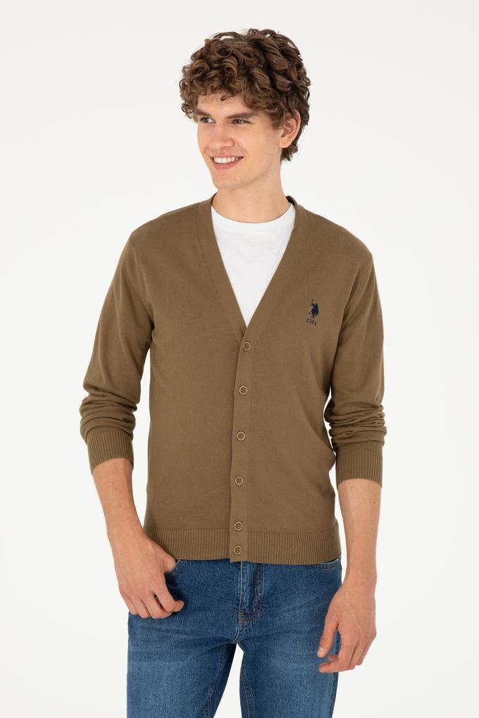 Erkek Haki Basic Triko Hırka