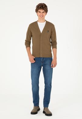 Erkek Haki Basic Triko Hırka - 50293531054