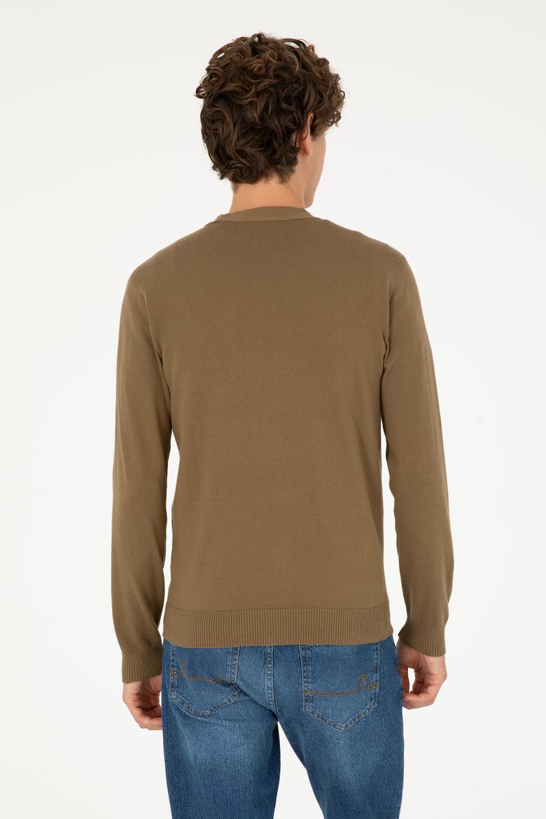 Erkek Haki Basic Triko Hırka - 50293531054