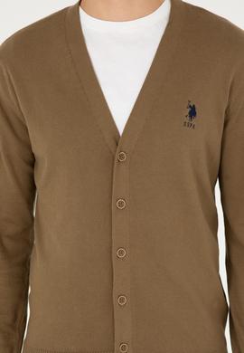 Erkek Haki Basic Triko Hırka - 50293531054