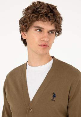 Erkek Haki Basic Triko Hırka - 50293531054