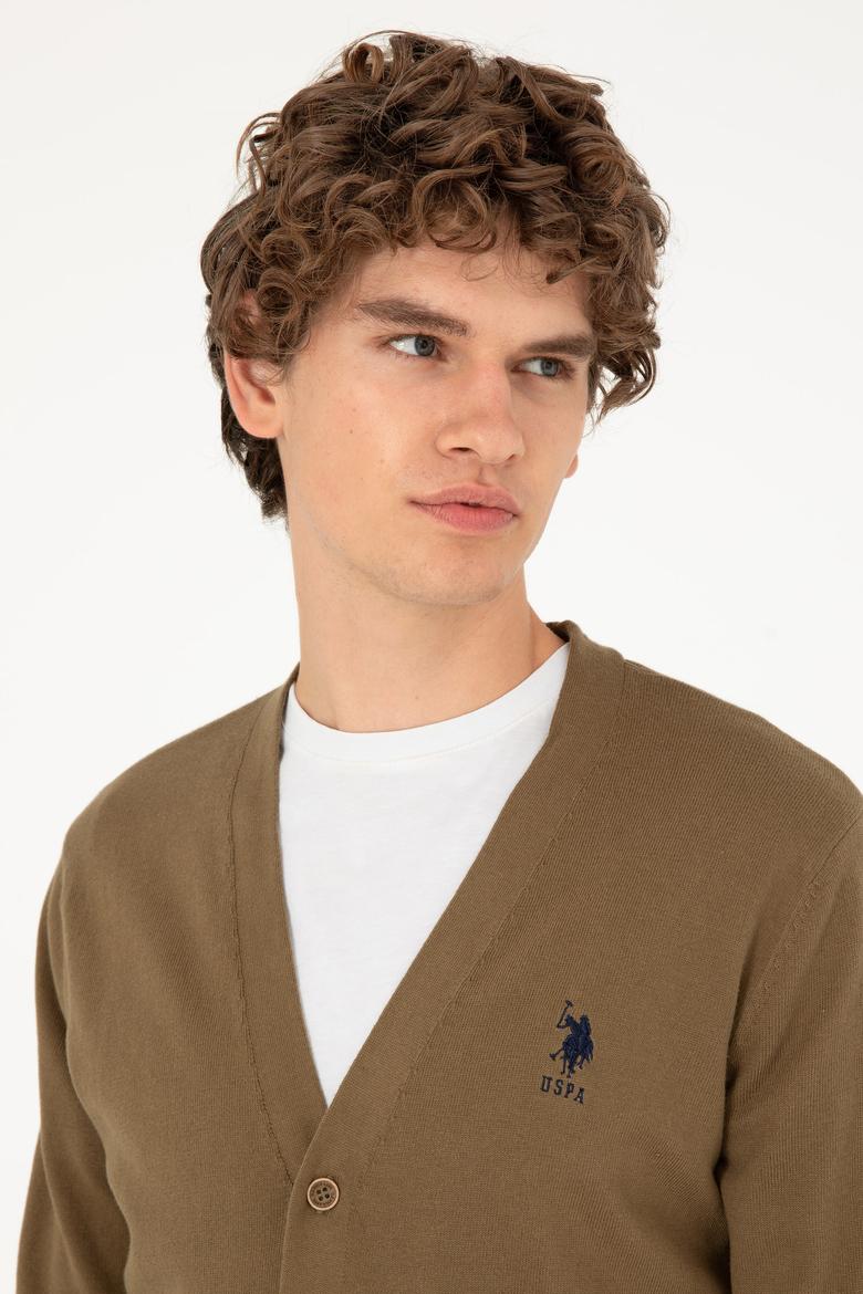 Erkek Haki Basic Triko Hırka - 50293531054