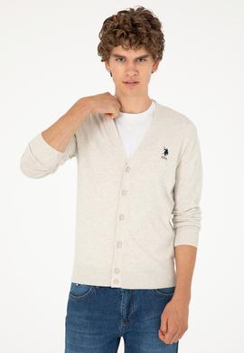 Erkek Taş Melanj Basic Triko Hırka - 50293531059