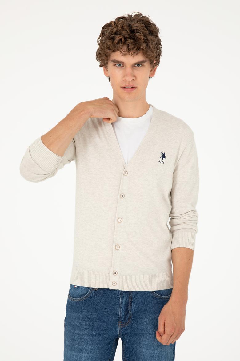 Erkek Taş Melanj Basic Triko Hırka - 50293531059