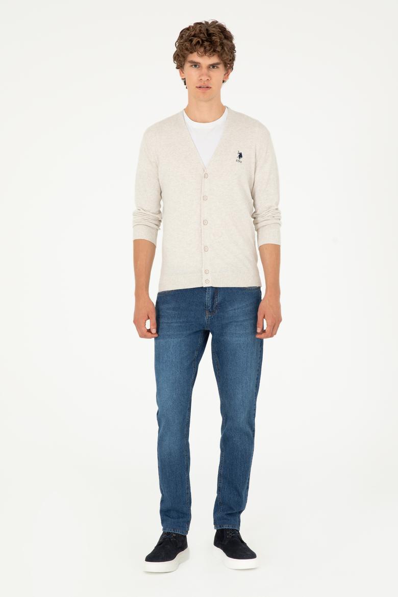 Erkek Taş Melanj Basic Triko Hırka - 50293531059