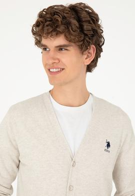 Erkek Taş Melanj Basic Triko Hırka - 50293531059