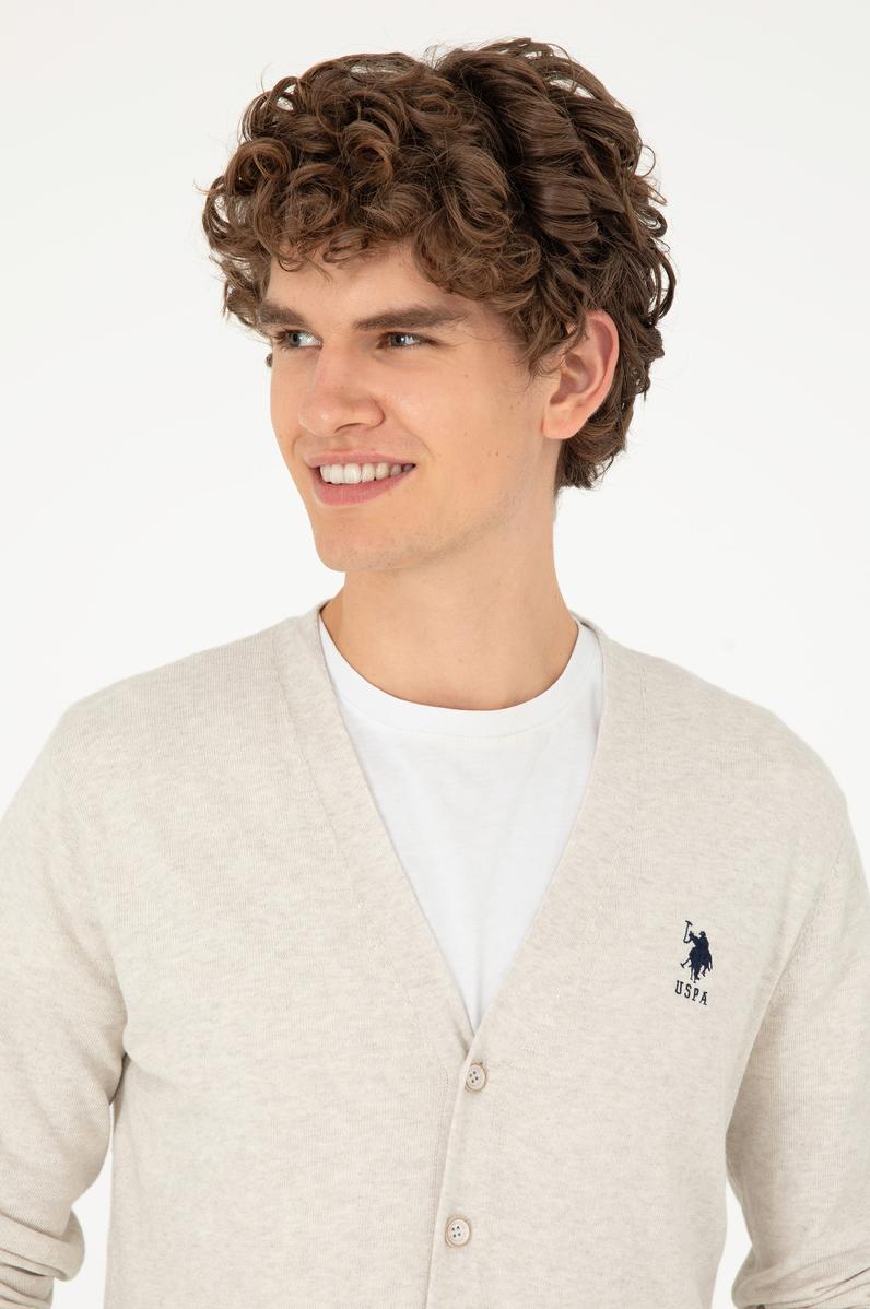 Erkek Taş Melanj Basic Triko Hırka