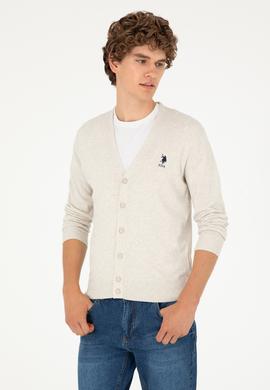 Erkek Taş Melanj Basic Triko Hırka - 50293531059