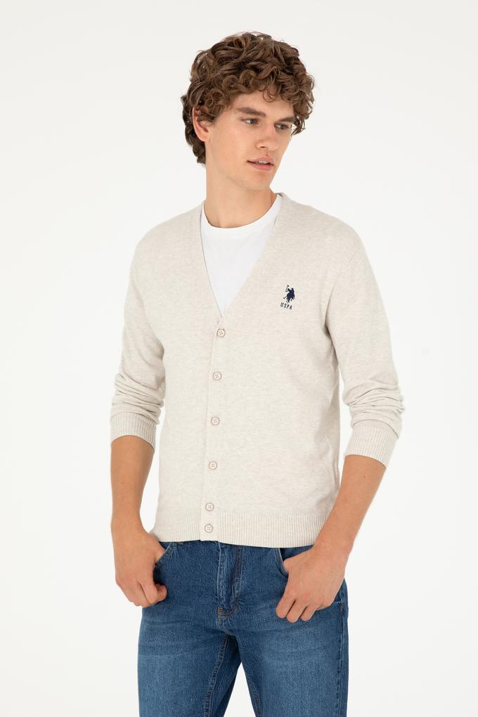 Erkek Taş Melanj Basic Triko Hırka