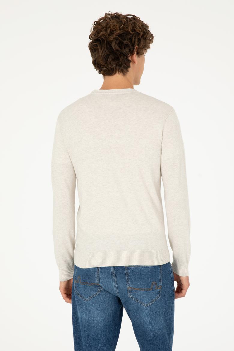 Erkek Taş Melanj Basic Triko Hırka - 50293531059