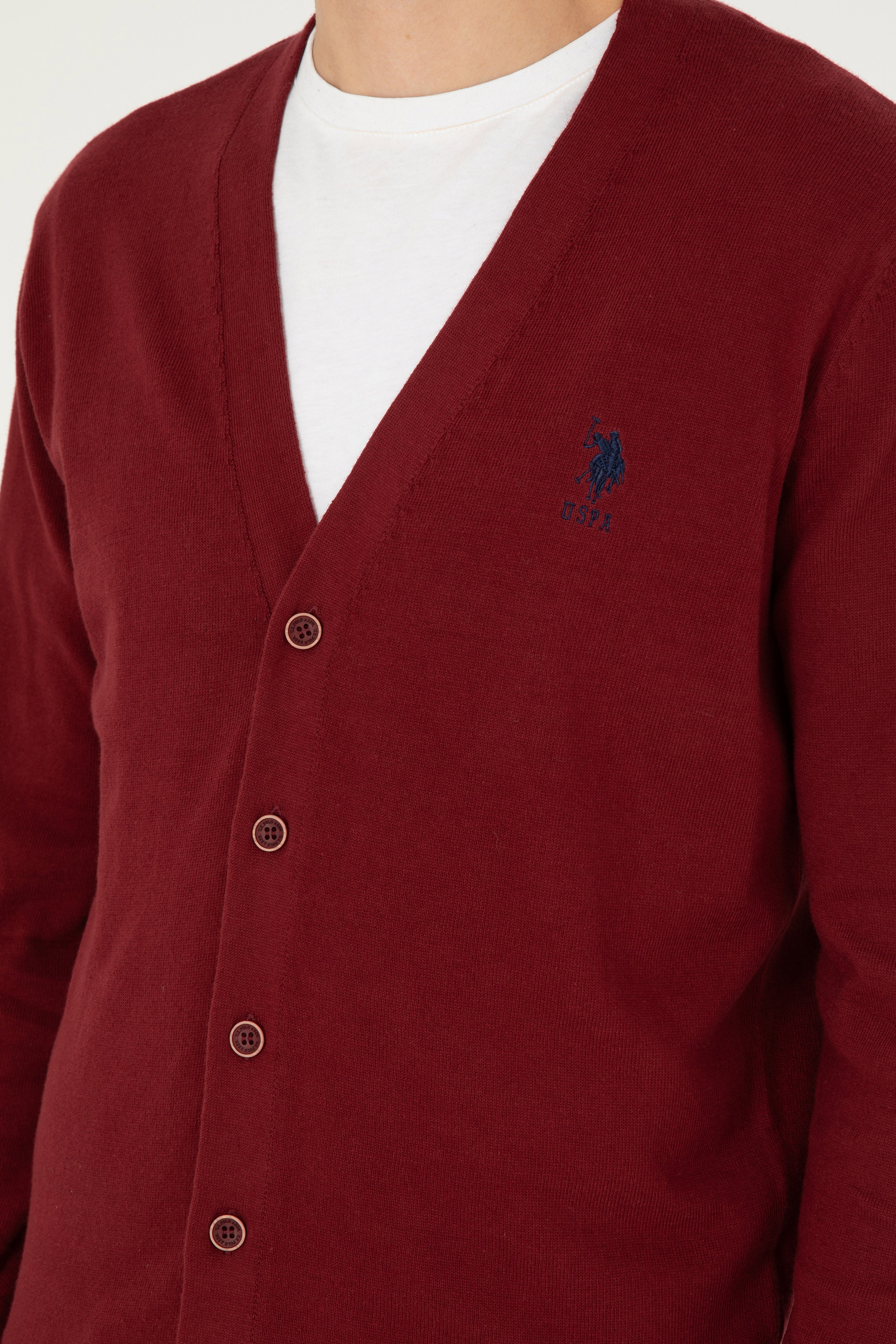 Erkek Bordo Basic Triko Hırka - Image 7