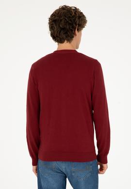 Erkek Bordo Basic Triko Hırka - 50293531042