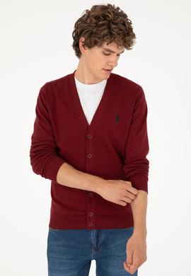 Erkek Bordo Basic Triko Hırka - 50293531042