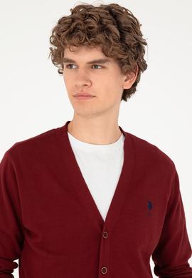 Erkek Bordo Basic Triko Hırka - 50293531042