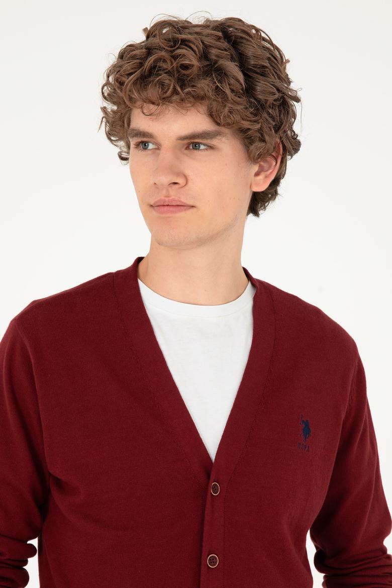 Erkek Bordo Basic Triko Hırka - 50293531042