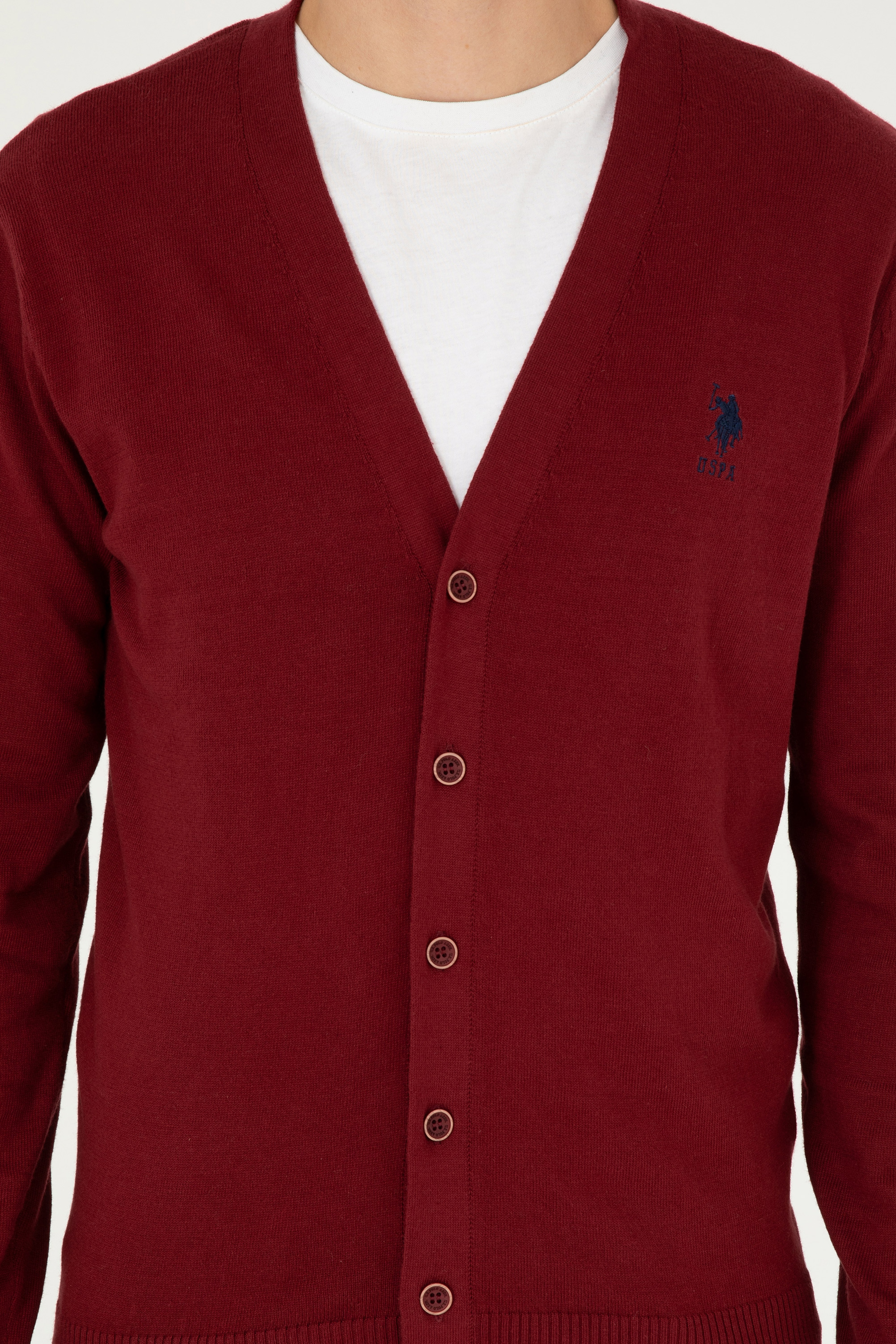 Erkek Bordo Basic Triko Hırka - Image 6