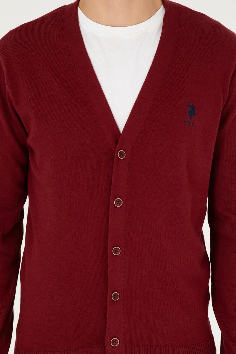 Erkek Bordo Basic Triko Hırka - 50293531042