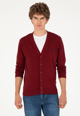 Erkek Bordo Basic Triko Hırka - 50293531042