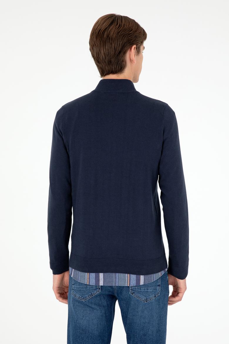 Erkek Lacivert Basic Triko Hırka - 50293526009