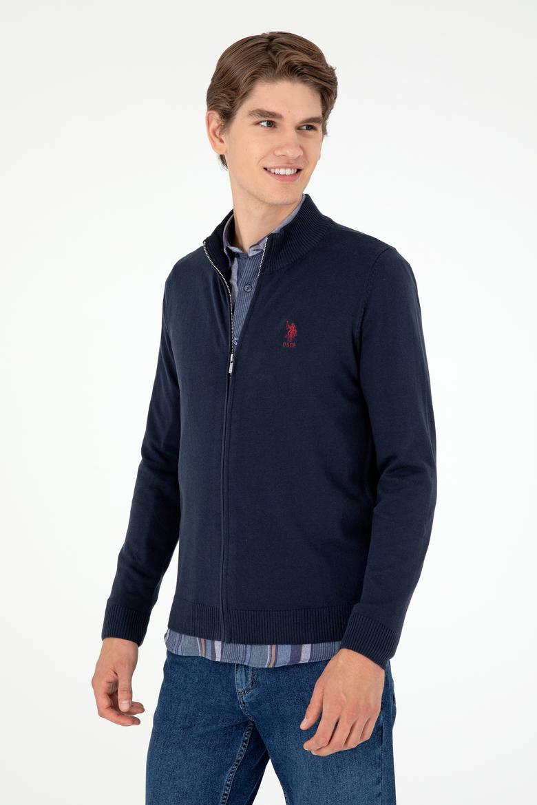 Erkek Lacivert Basic Triko Hırka - 50293526009