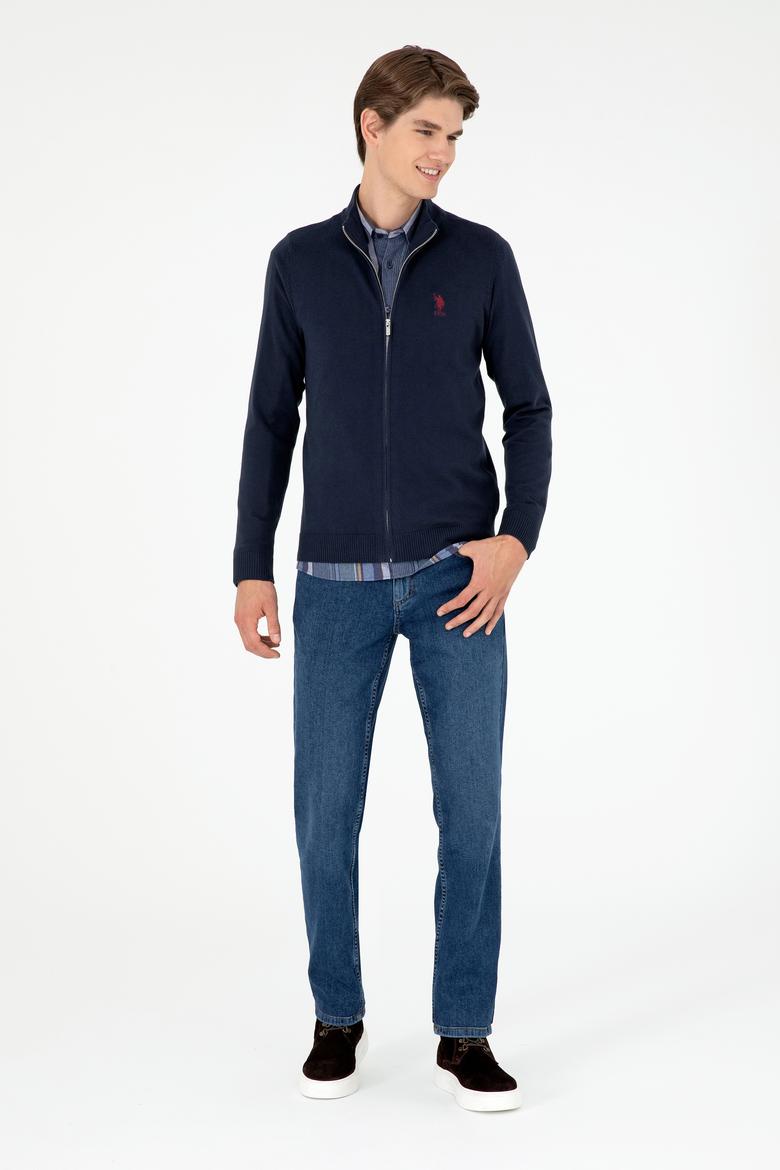 Erkek Lacivert Basic Triko Hırka - 50293526009