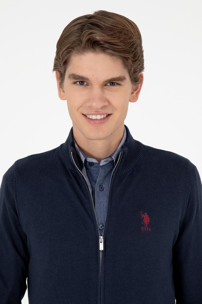 Erkek Lacivert Basic Triko Hırka - 50293526009