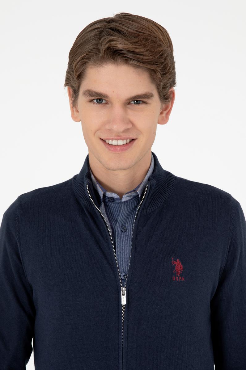 Erkek Lacivert Basic Triko Hırka