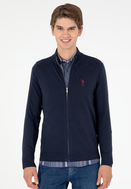 Erkek Lacivert Basic Triko Hırka - 50293526009