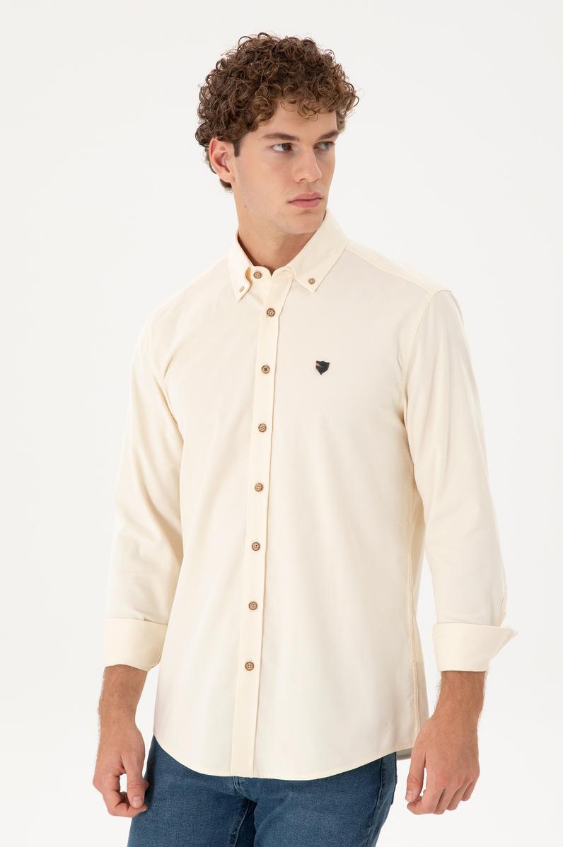 Erkek Krem Uzun Kollu Gömlek