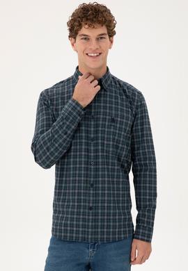 Erkek Koyu Yeşil Uzun Kollu Gömlek - 50296625007