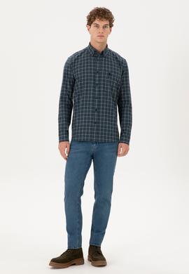 Erkek Koyu Yeşil Uzun Kollu Gömlek - 50296625007