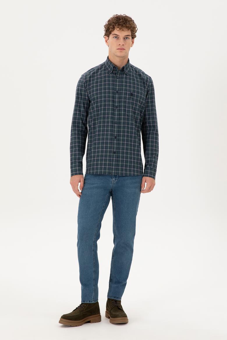 Erkek Koyu Yeşil Uzun Kollu Gömlek - 50296625007