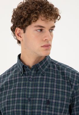 Erkek Koyu Yeşil Uzun Kollu Gömlek - 50296625007