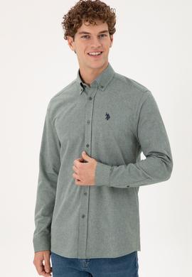 Erkek Koyu Yeşil Uzun Kollu Gömlek - 50296598007