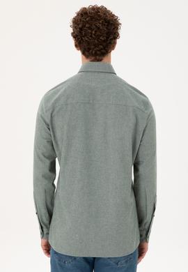 Erkek Koyu Yeşil Uzun Kollu Gömlek - 50296598007